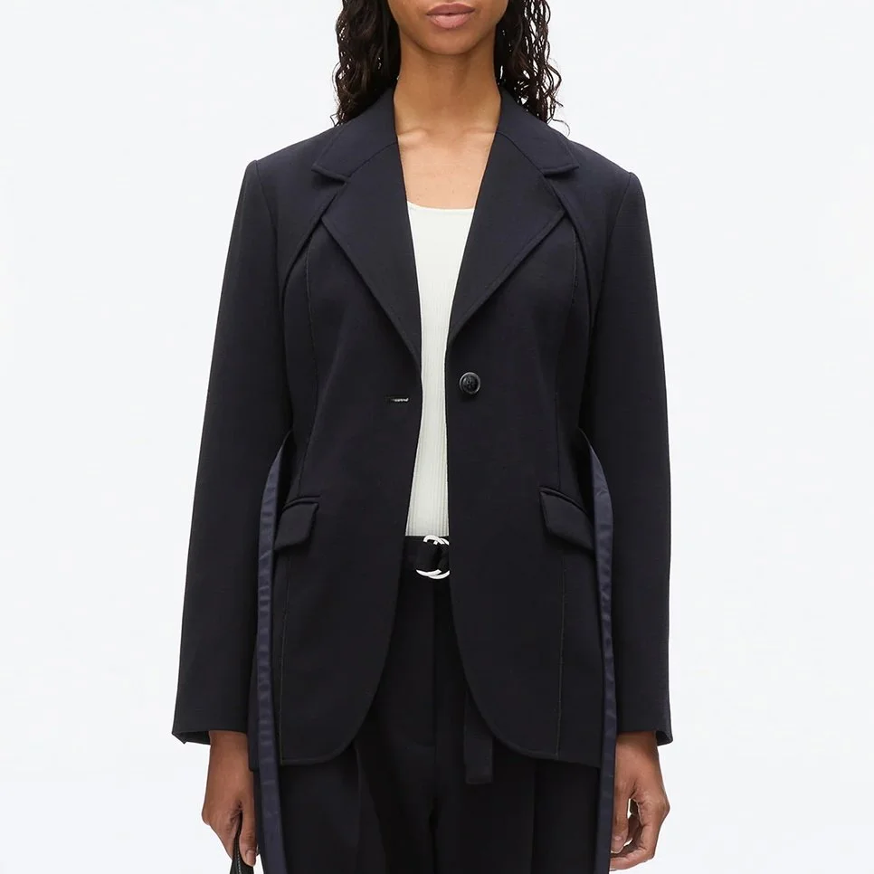 【3.1 Phillip Lim】タイベルト付き レイヤードブレザー Phillip Lim Layered Blazer w Tie Belt Midnight — Aggregate