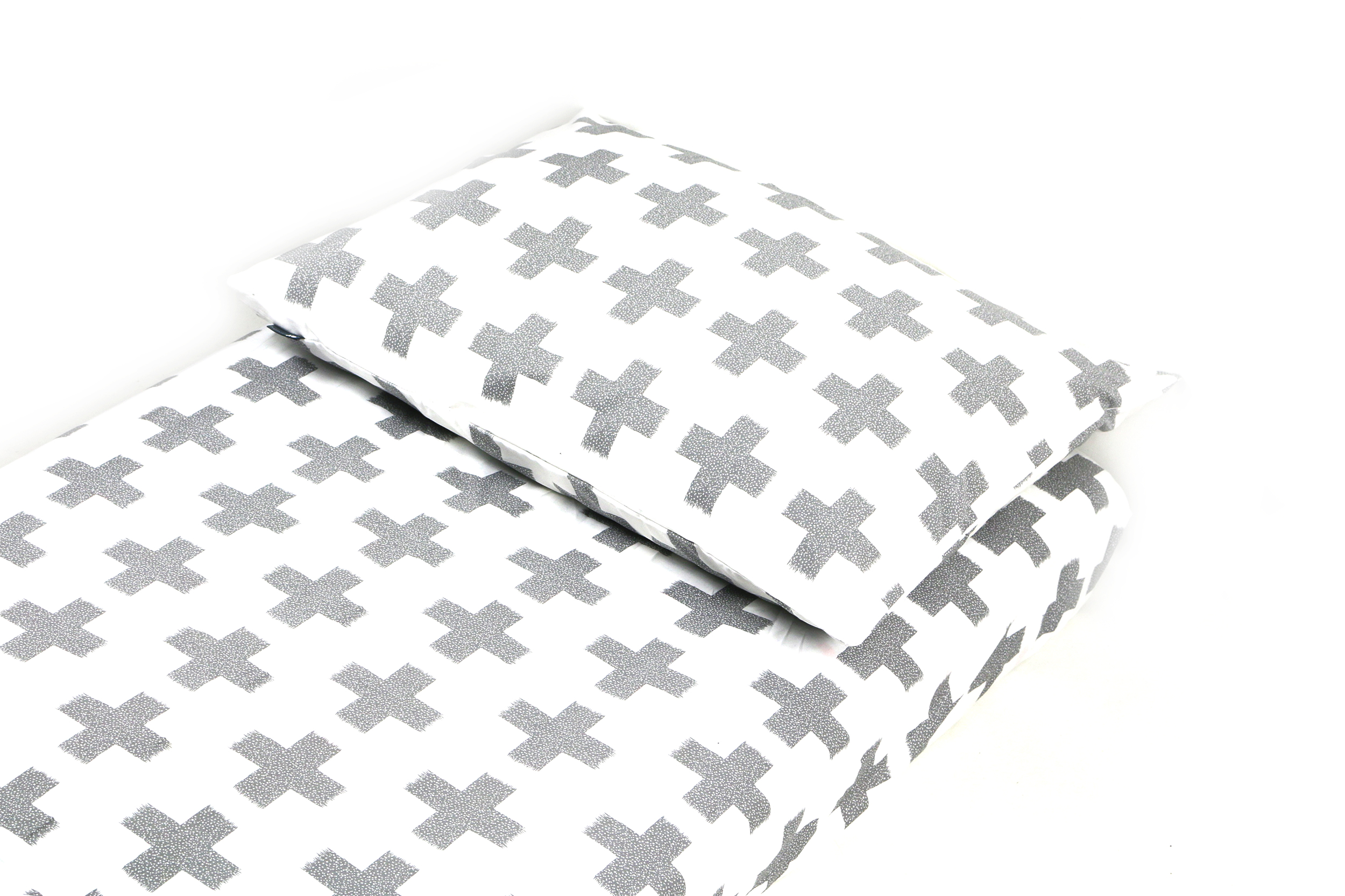 Grey Large Crosses Fitted Crib Sheet Hugmesew