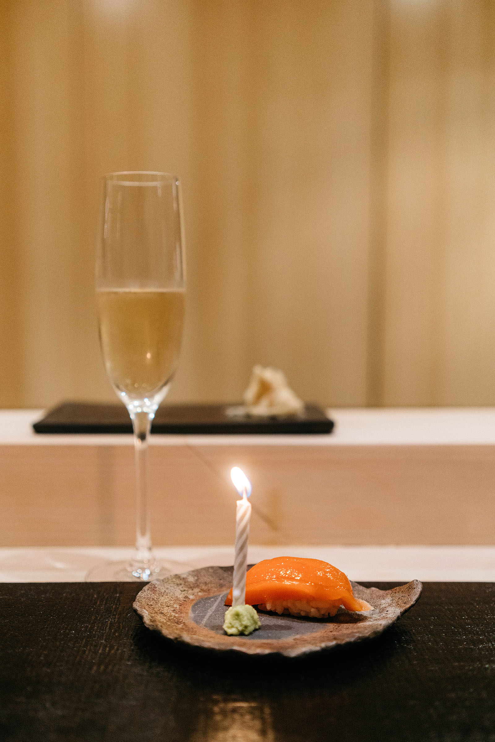 Tatsu omakase房间的生日晚餐w / hubbie