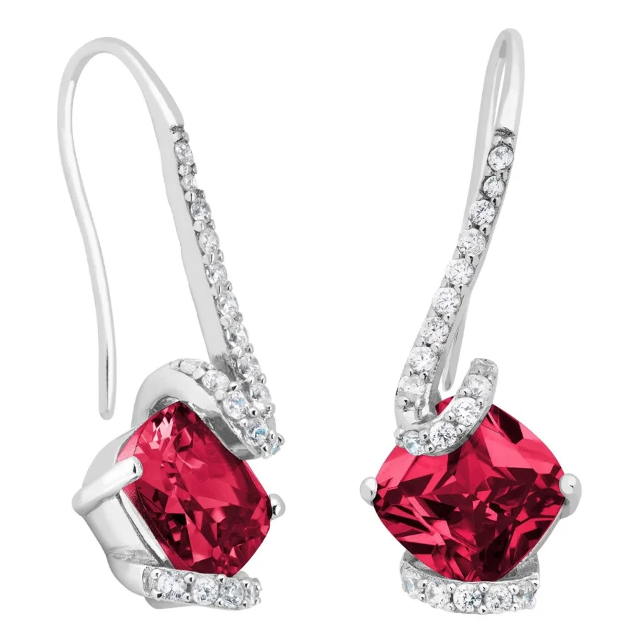 Sterling Silver Created Ruby And White Topaz Earrings Gordon Jewelers Sterling Silver Created Ruby And White Topaz Earrings Gordon Jewelers