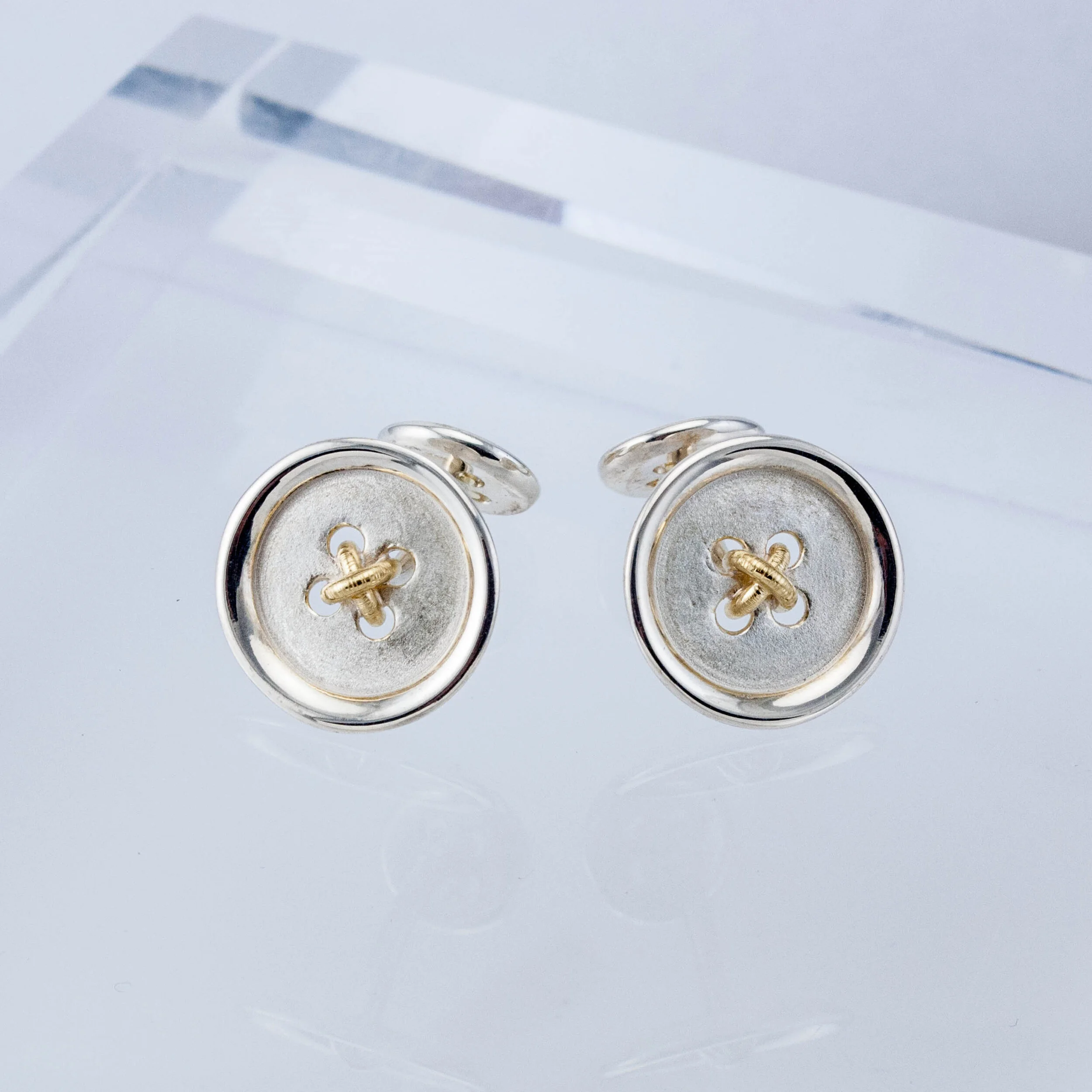 Sterling silver button cufflinks best sale