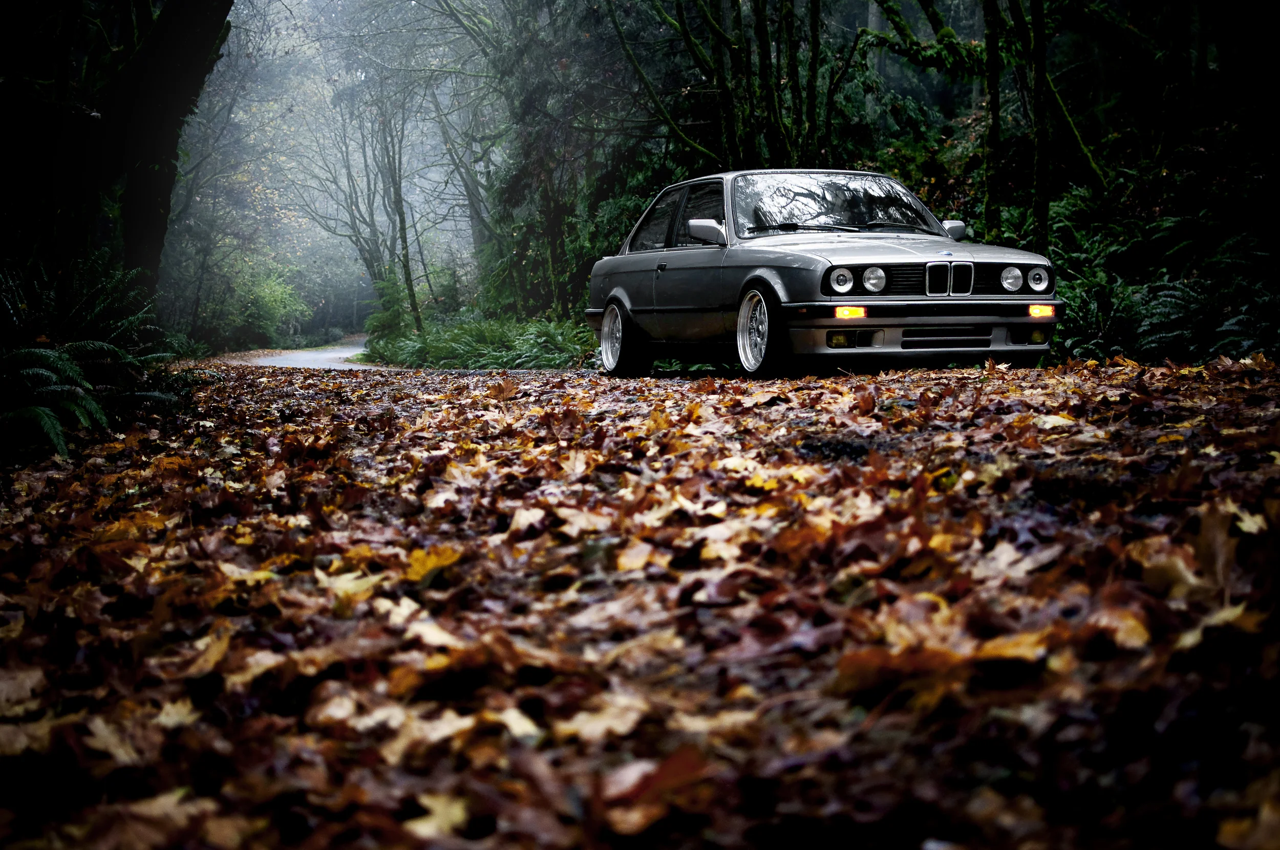 BMW e34 осень ночь