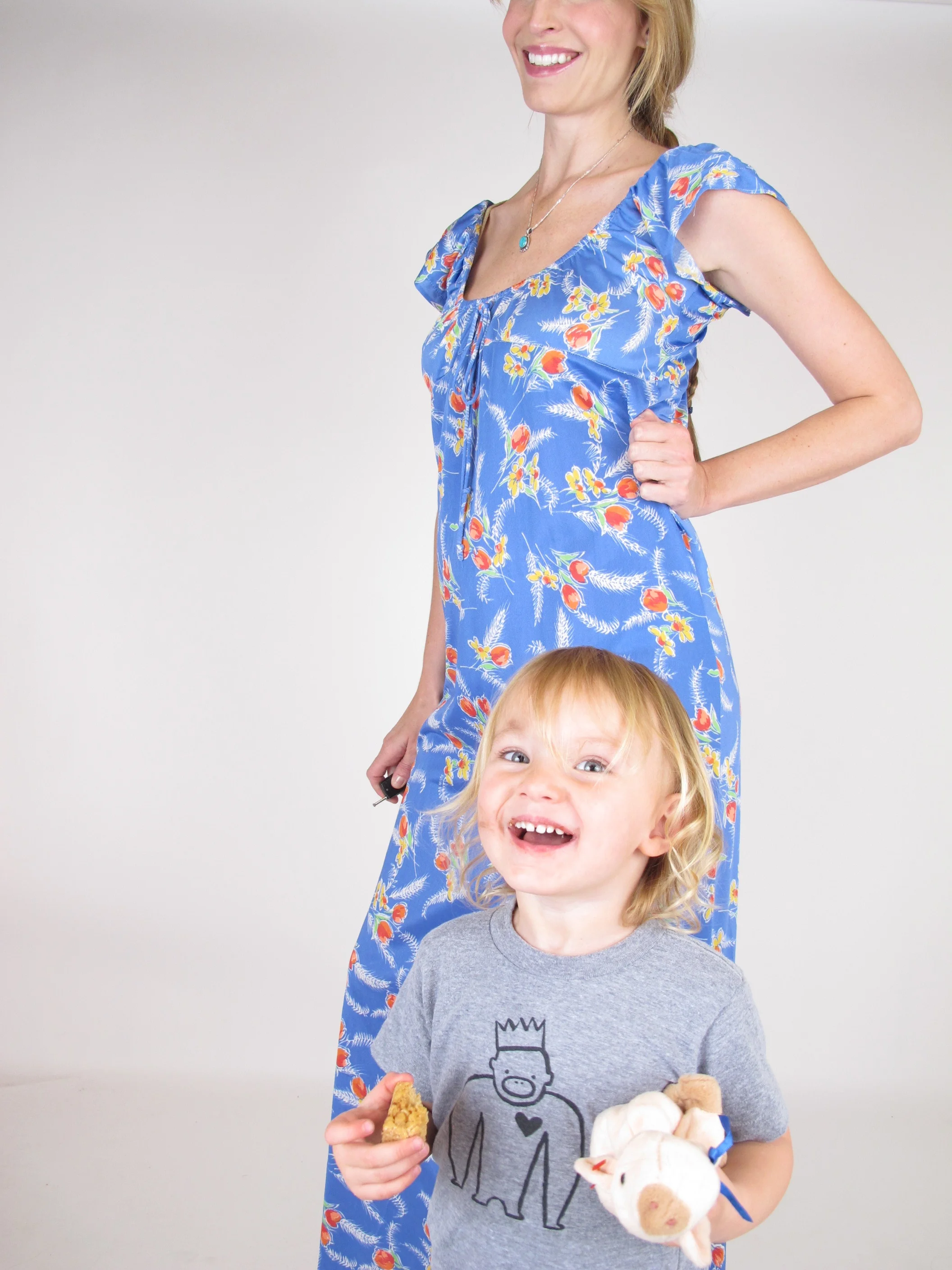 bright blue floral dress