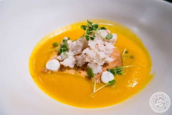 胡萝卜和螃蟹Bisque 在纽约的Blenheim,New York
