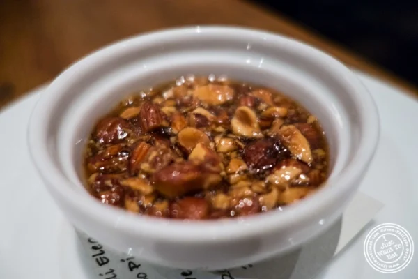熏制杏仁果酱 Foie gras at Marc Mantione餐厅在Tribeca,纽约,纽约