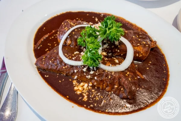 Enchiladas de mole 塞俄拉伯,墨西哥餐厅在霍博肯,新泽西州