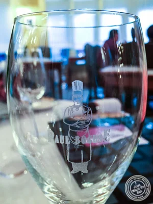 Glass of wine at L'Auberge du Pont de Condongesof Paul Bocuse in France