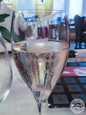 Champagne glass at L'Auberge du Pont de Condongesof Paul Bocuse in France