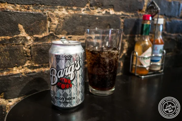 Barq's root beer can at 邦妮's Grill in Park Slope, Brooklyn