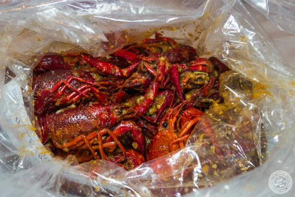 在Hot'n Juicy Crawfish的小龙虾在NYC,NY