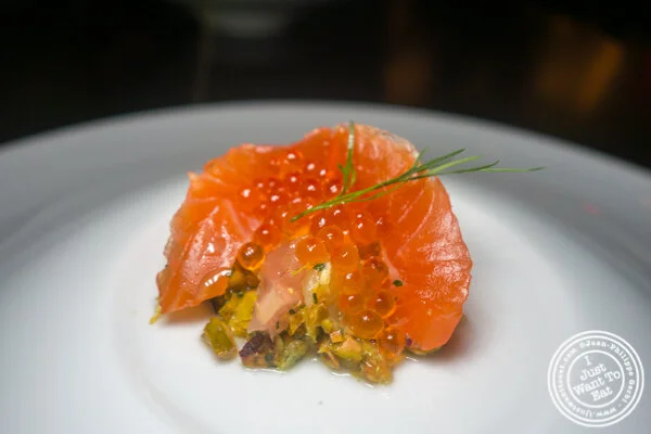 Golden trout and caviar at Benno in 纽约市, NY