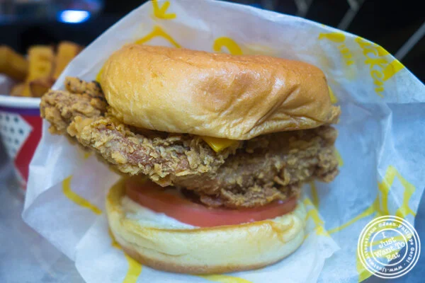 在Tkk炸鸡的酥脆鸡三明治在纽约,纽约