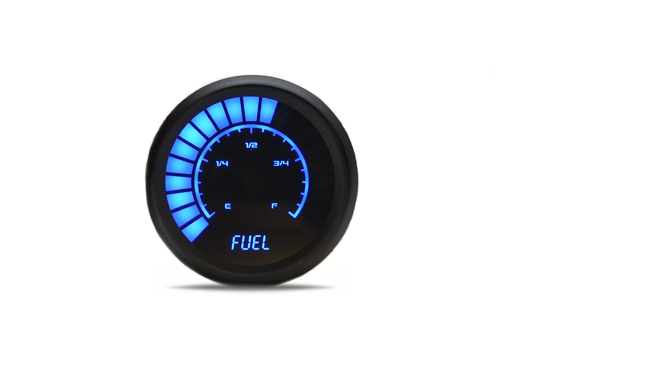 2 1//16/" Universal Digital Fuel Gauge White LEDs Black Bezel Lifetime Warranty