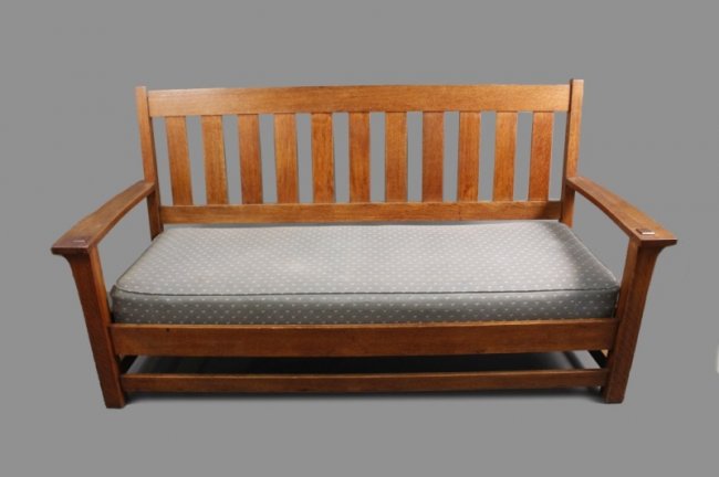 L Jg Stickley Arts Crafts Mission Oak Bench Eagle Eye Antiques