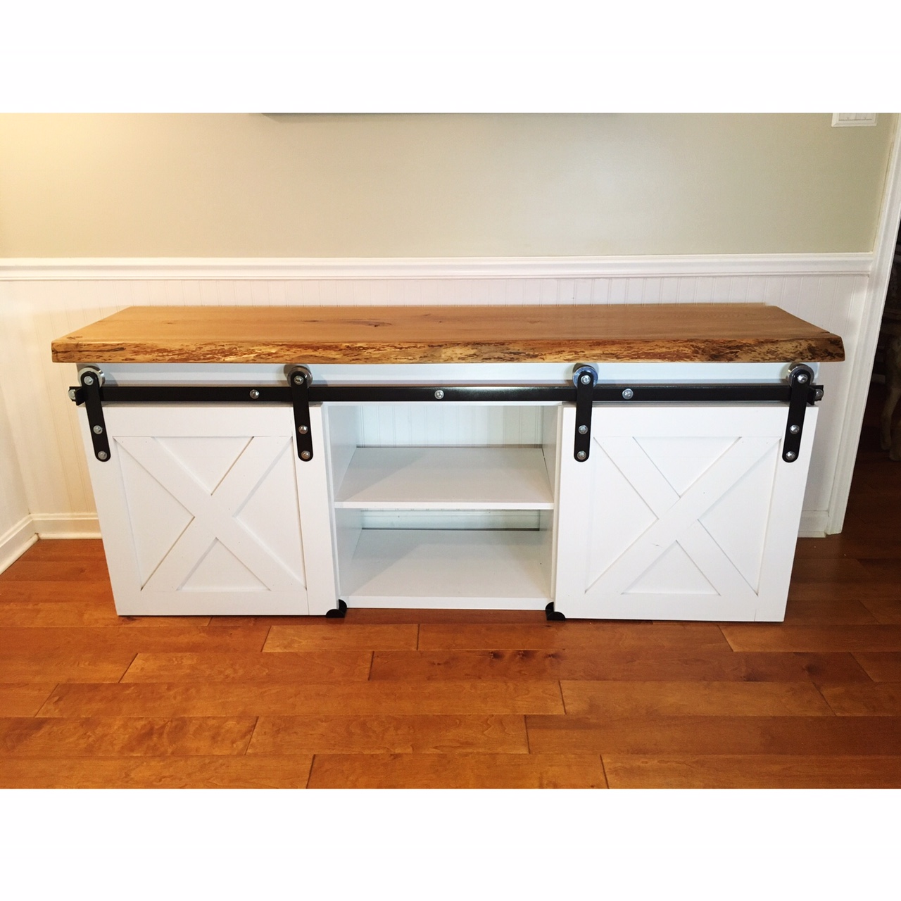 Live Edge Sliding Barn Door Cabinet Redirected Wood Co