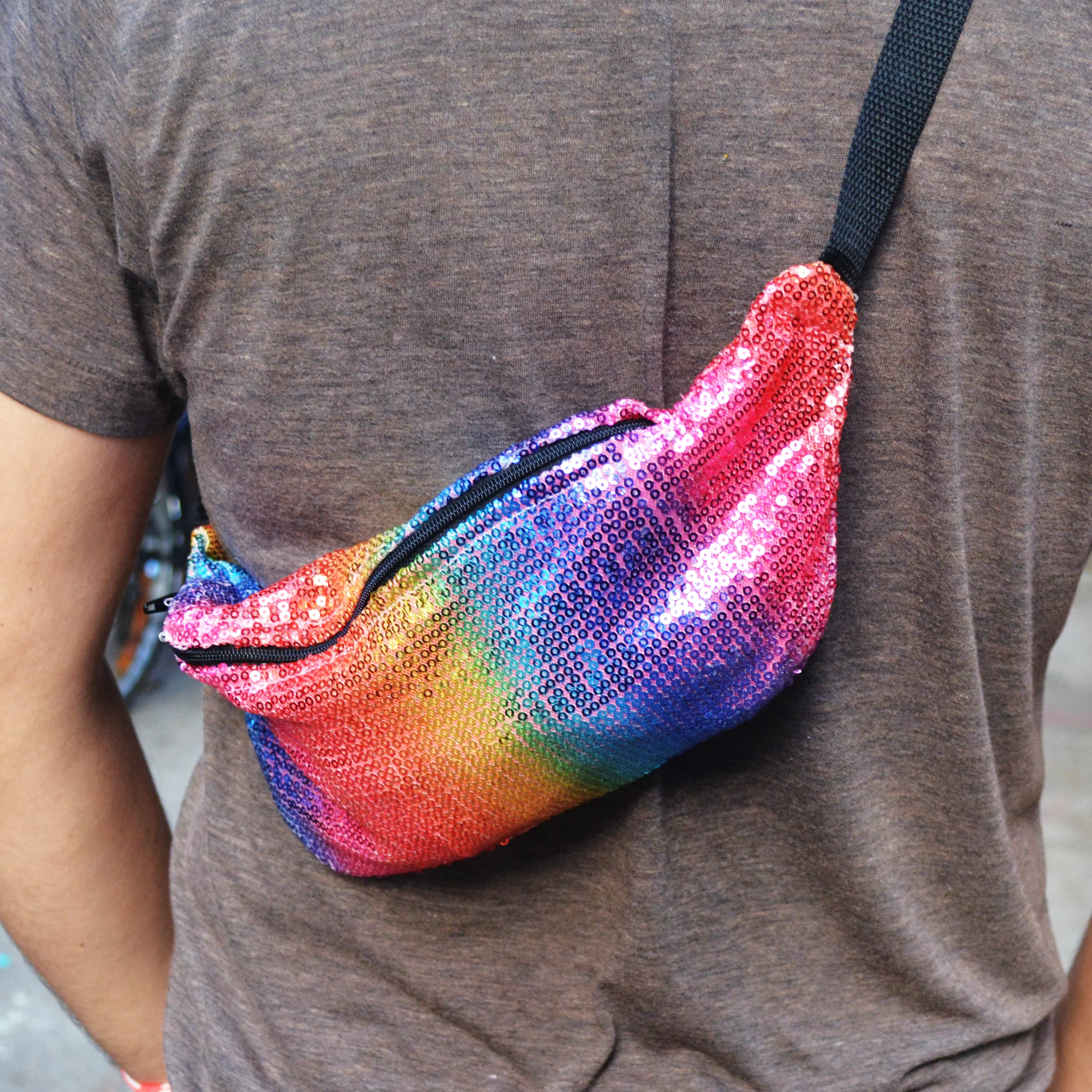 pink sequin fanny pack