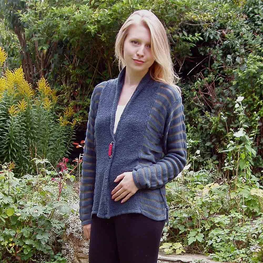 slate blue cardigan