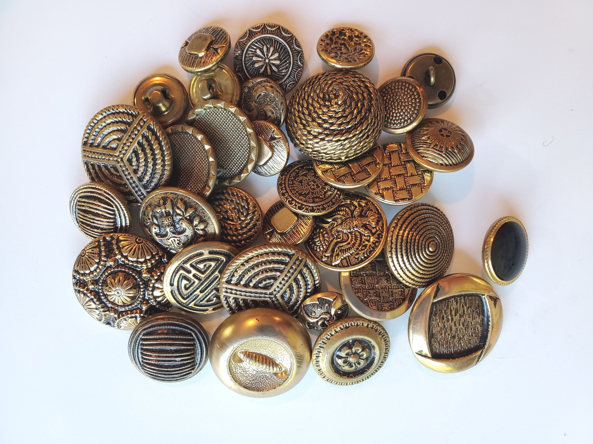 Gold and Black Metal Buttons — 183 Vintage Buttons