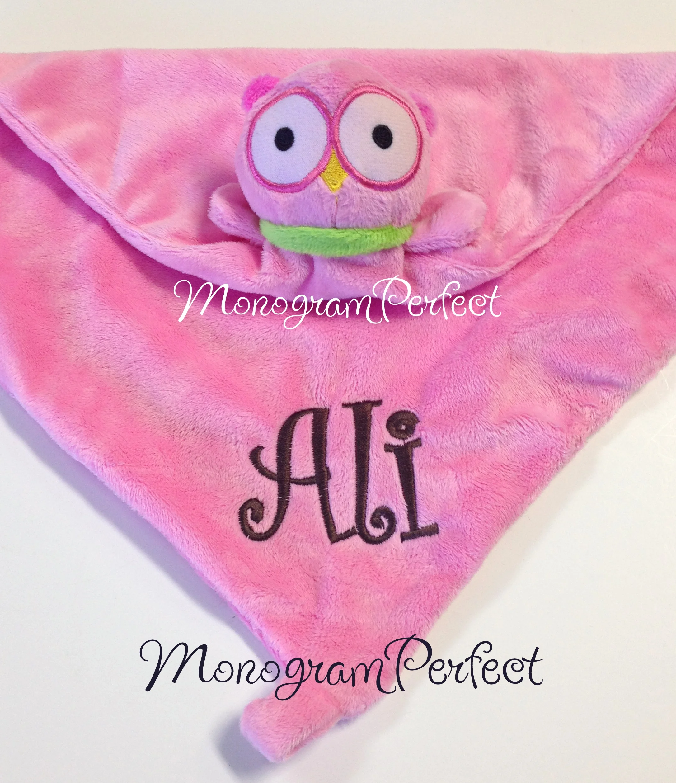 pink owl security blanket