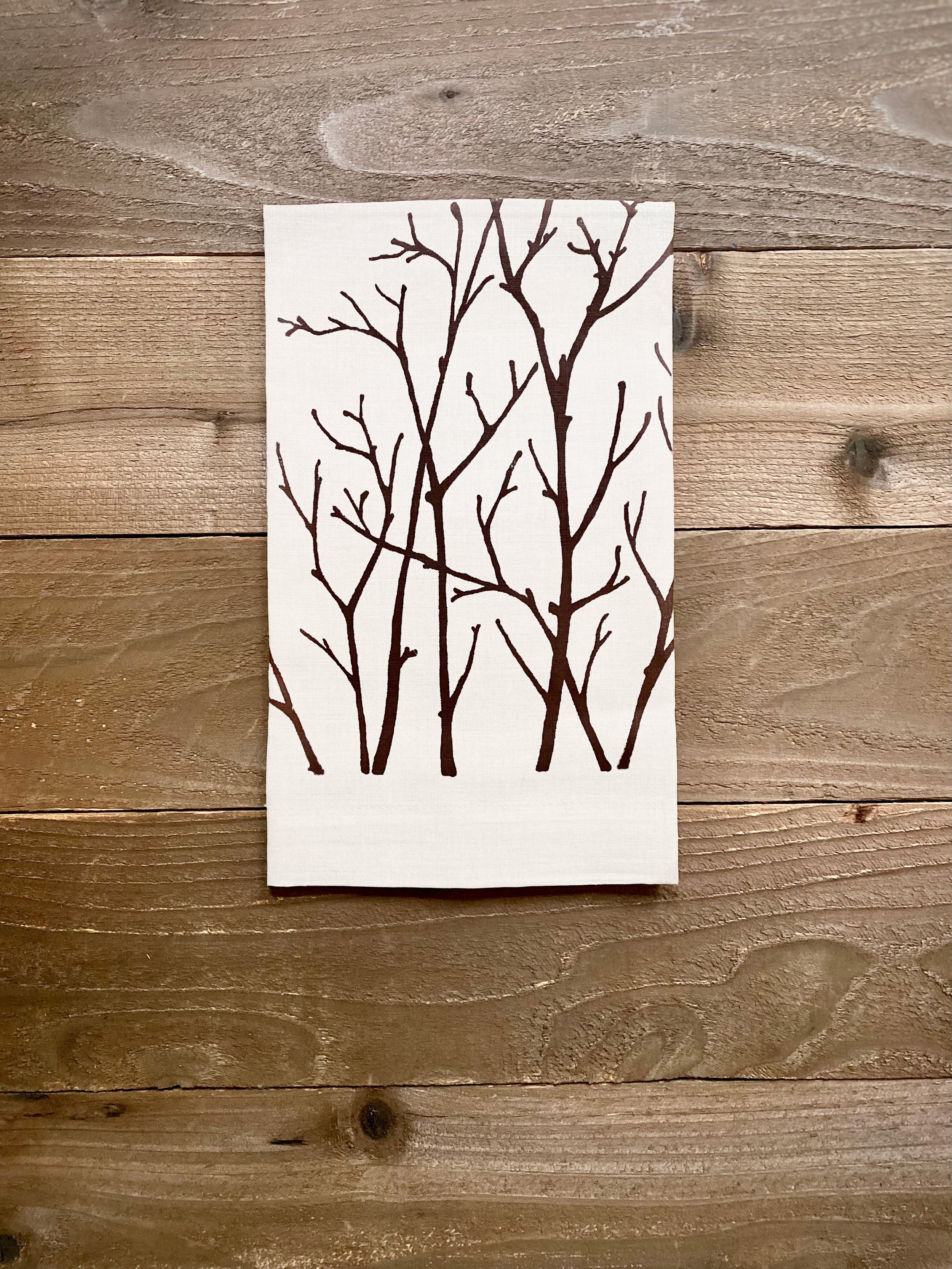 birch branches linen towel — printworthy