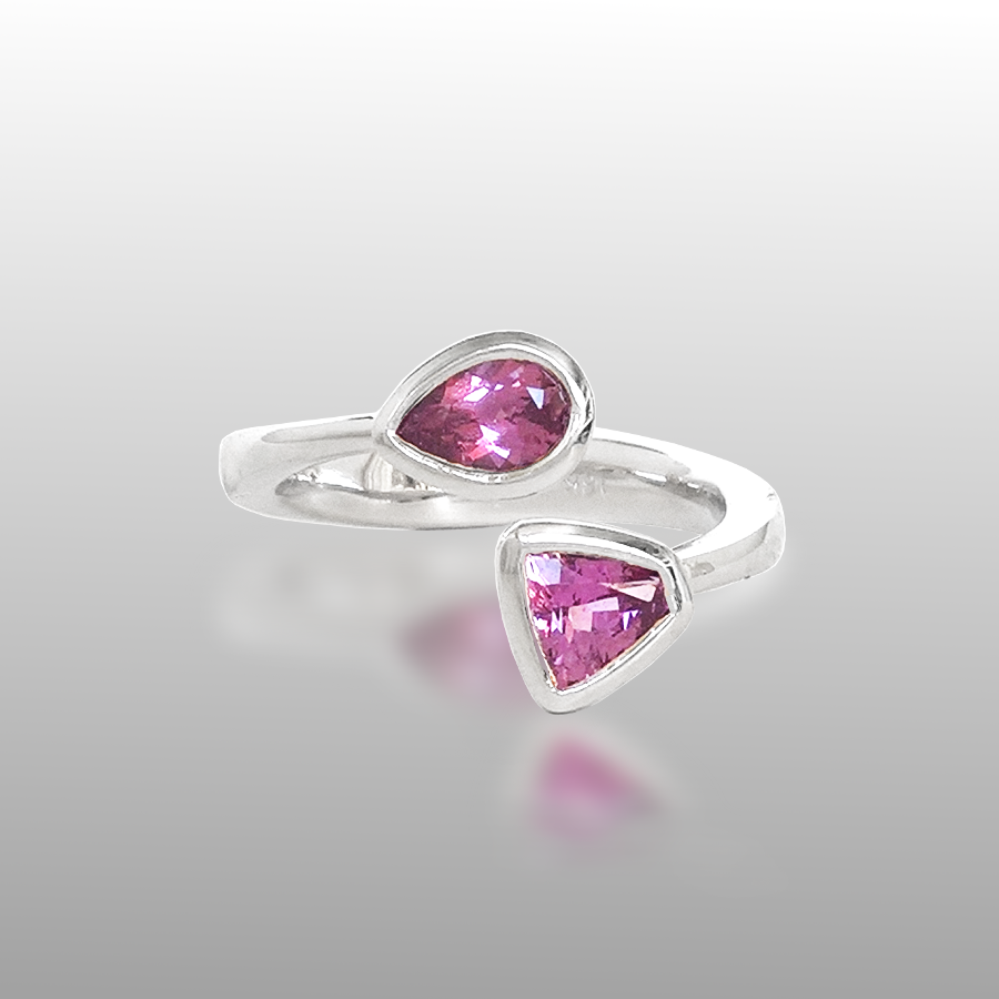 Natural Pink Sapphire Two Stone Ring — Pratima Design Fine Art Jewelry  Maui, Hawaii