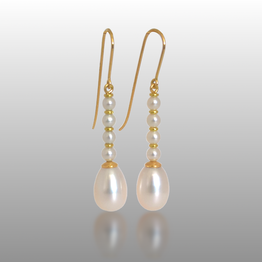 Freshwater Pearl Drop Earrings Long — Pratima Design Fine Art Jewelry Maui,  Hawaii