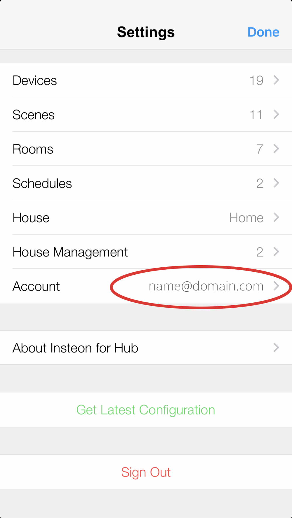 Find your email in the Account row