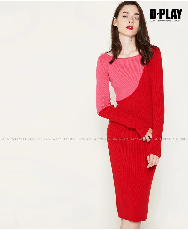 pink and red colorblock dress