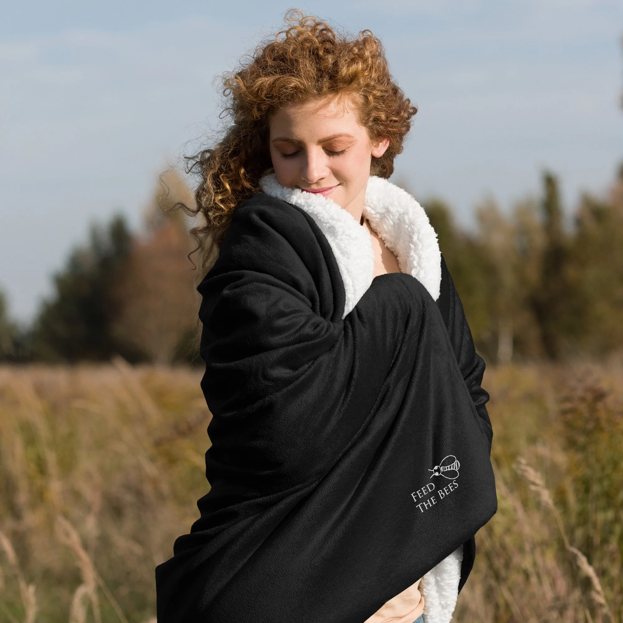 Premium Sherpa Blanket Feed The Bees Daily Harvest Designs