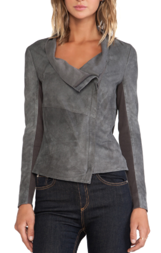 Muubaa Geneva Drape Leather Jacket Granite Grey Suede No Season