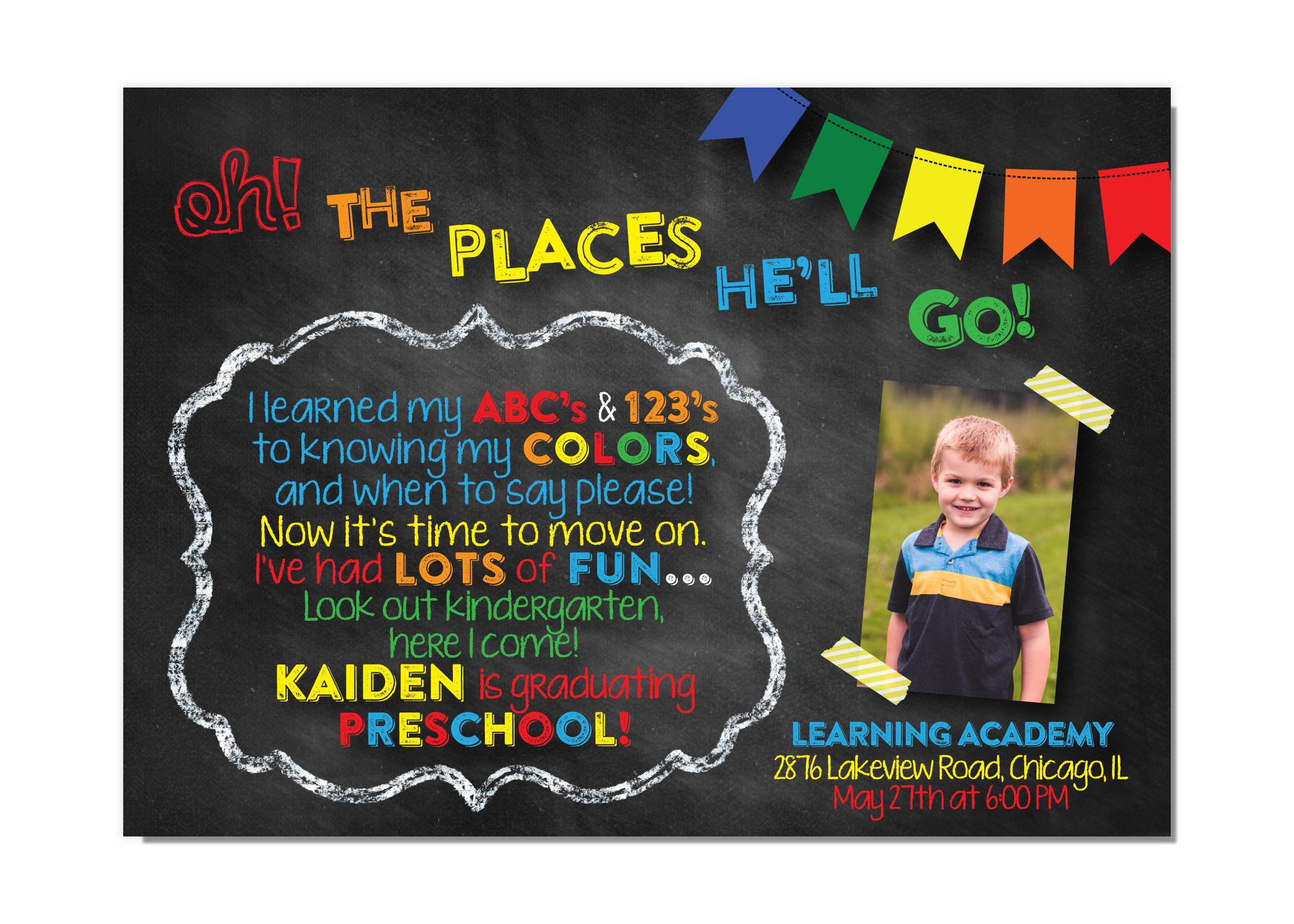 Dr Seuss Oh The Places Preschool Kindergarten Girl
