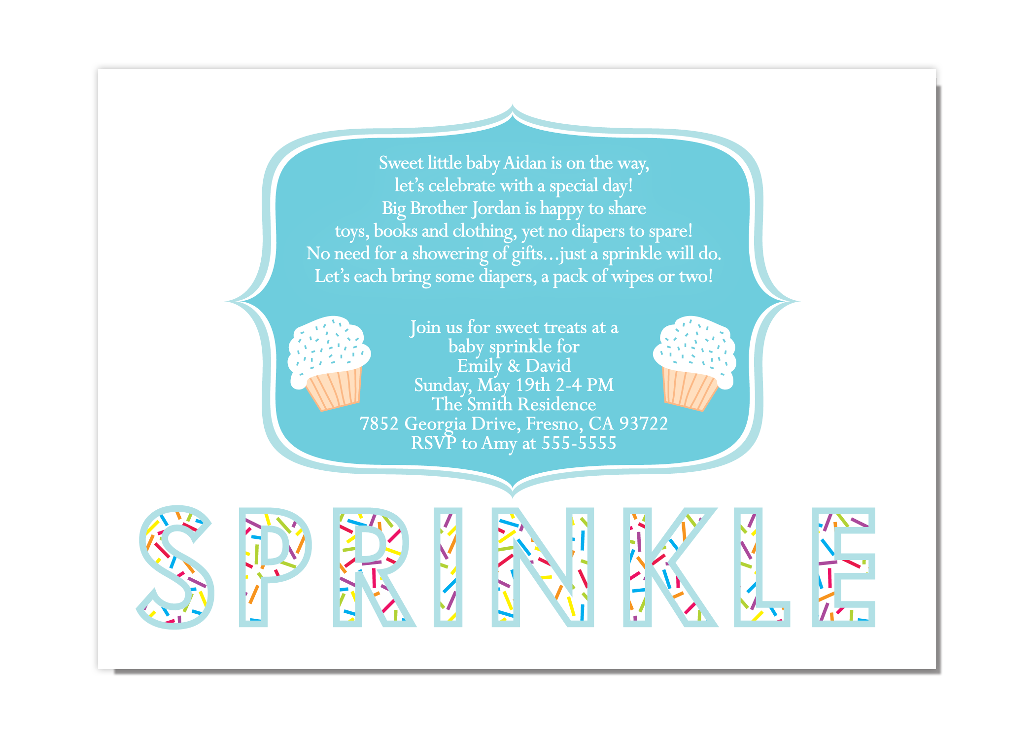 Cupcake Boy Baby Sprinkle Invitation Invitationcelebration Cupcake Boy Baby Sprinkle Invitation