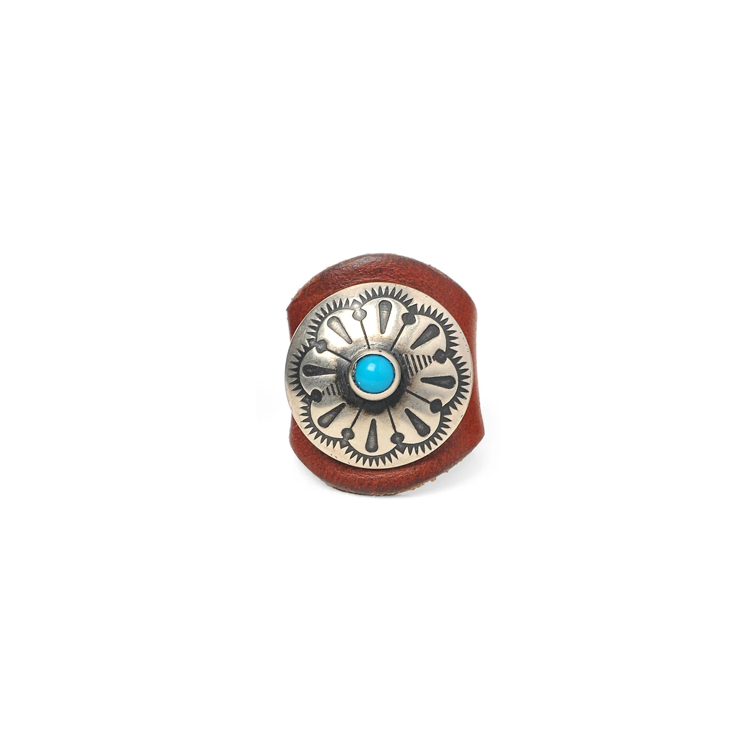 Leather Ring with Concho - Chromexcel leather — YUKETEN