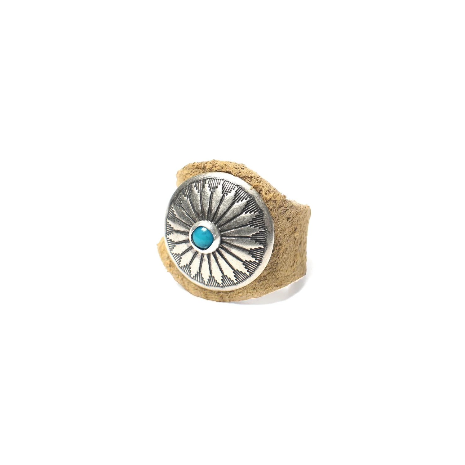 Leather Ring with Concho - Full-Grain Suede Leather — YUKETEN