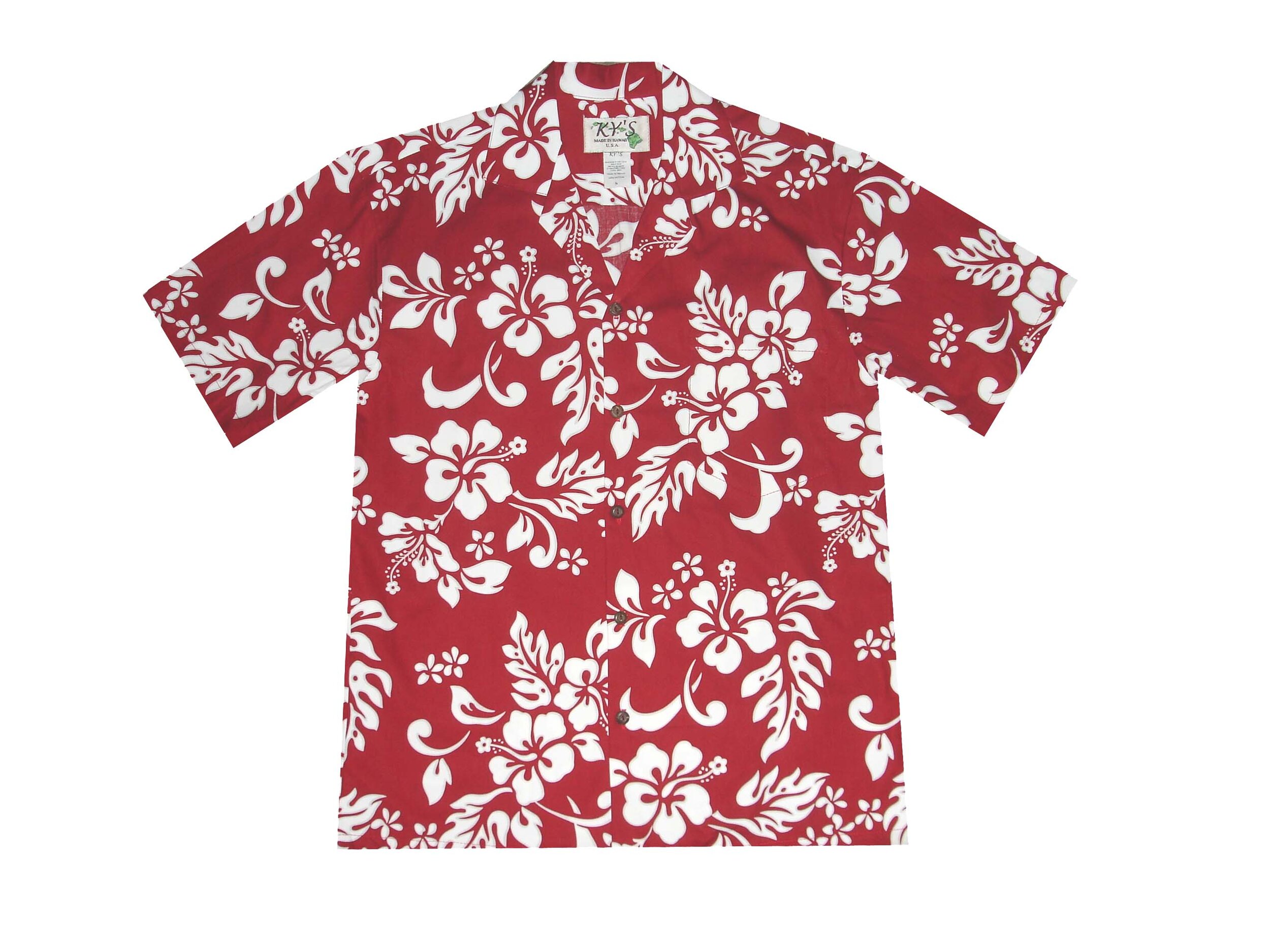 Original Hibiscus Red Cotton Men's Hawaiian Shirt — kyifi.com