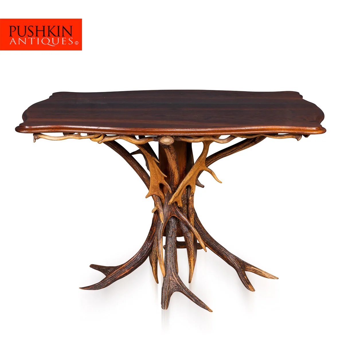 Pushkin Antiques Antique 20thc German Antler Horn Dining Table
