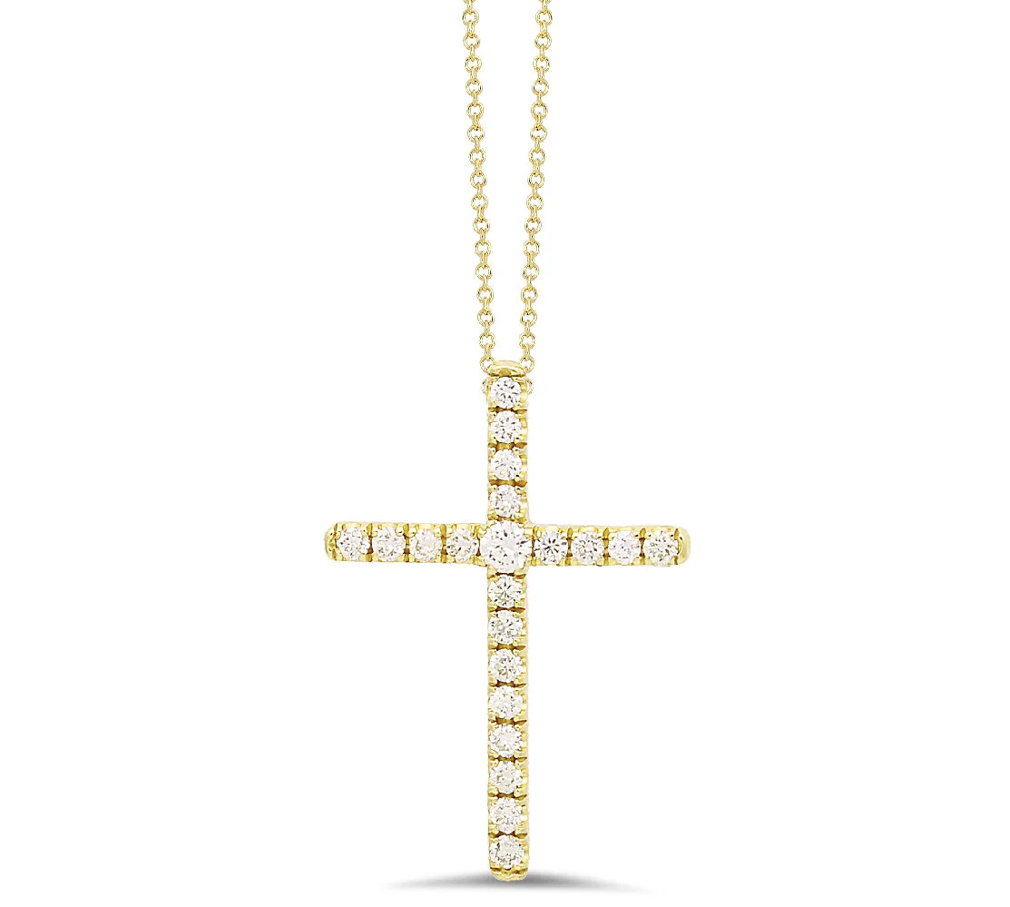 18K gold diamond cross pendant - SKU 