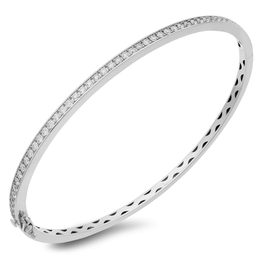 Halfway diamond bangle in 18K gold - SKU#: 30100 — Michael John Bridal