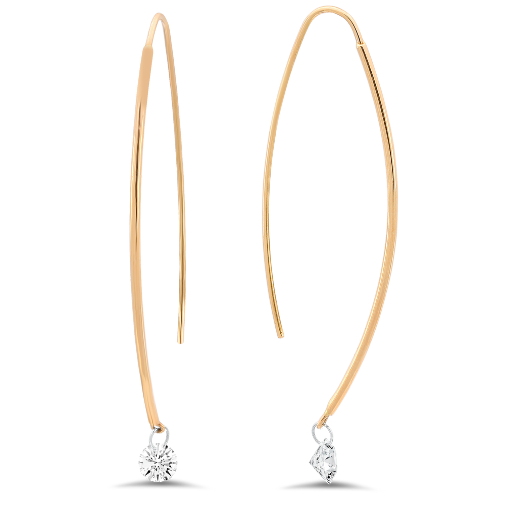 18K gold diamond spearhook earrings - SKU#: 28679 — Michael John Bridal
