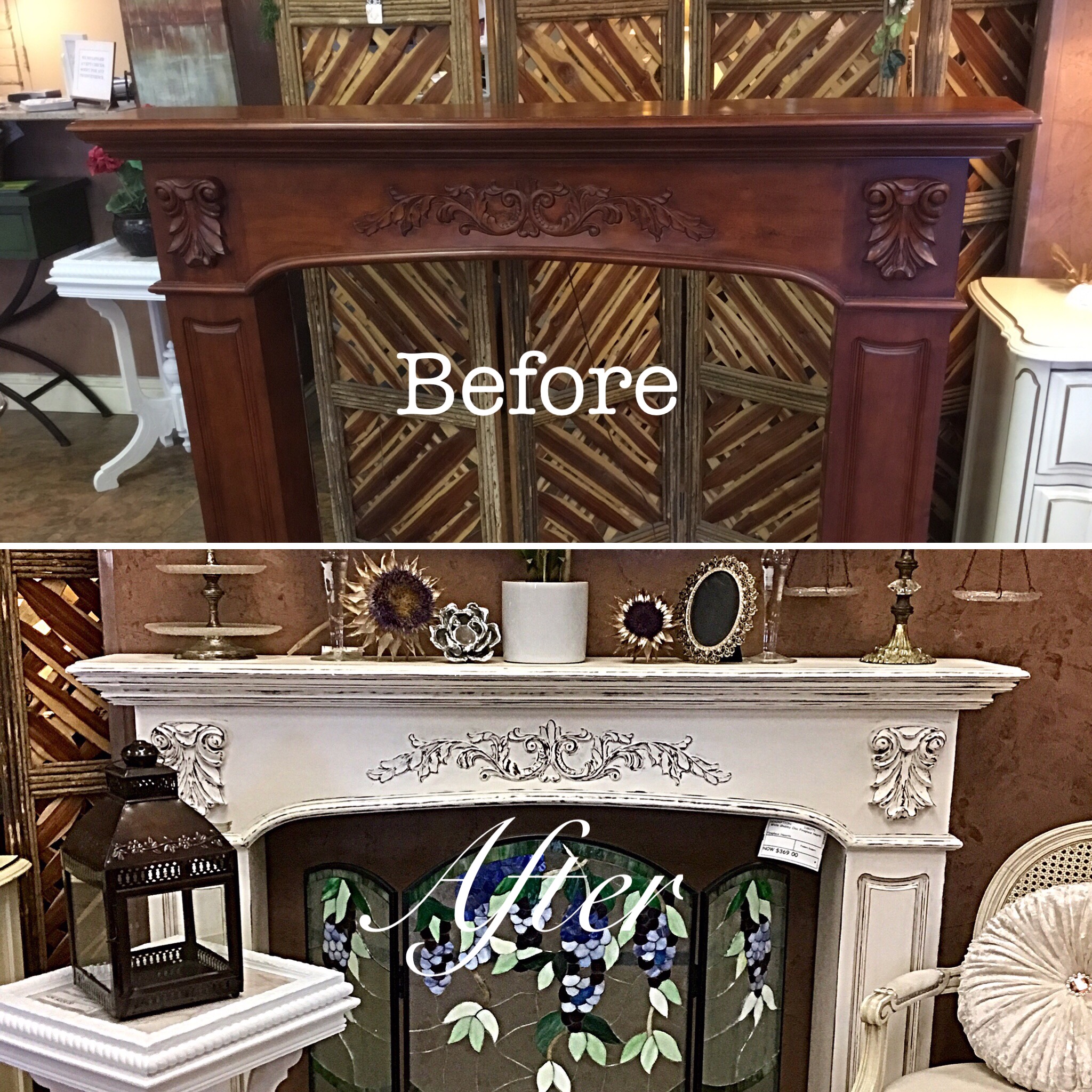 Sold Before After White Shabby Chic Fireplace Hearth Finders