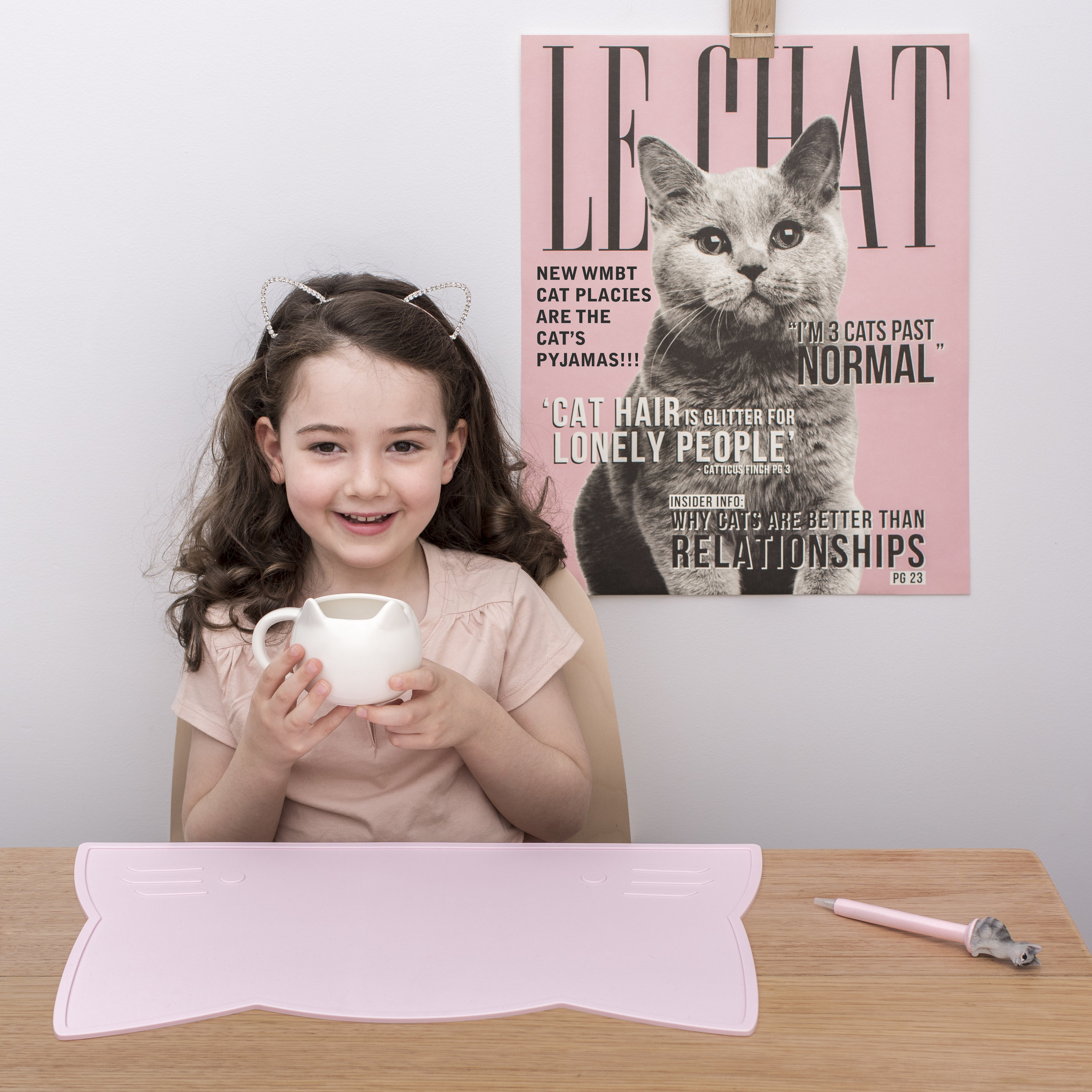 We Might Be Tiny Cat Powder Pink Placemat Eatwell Uk