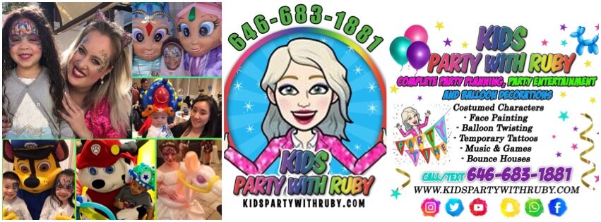 KIDS PARTY WITH RUBY, Party Entertainment NYC, Face Painter, Balloon Artist, Characters, Queens, Brooklyn, Manhattan, NY