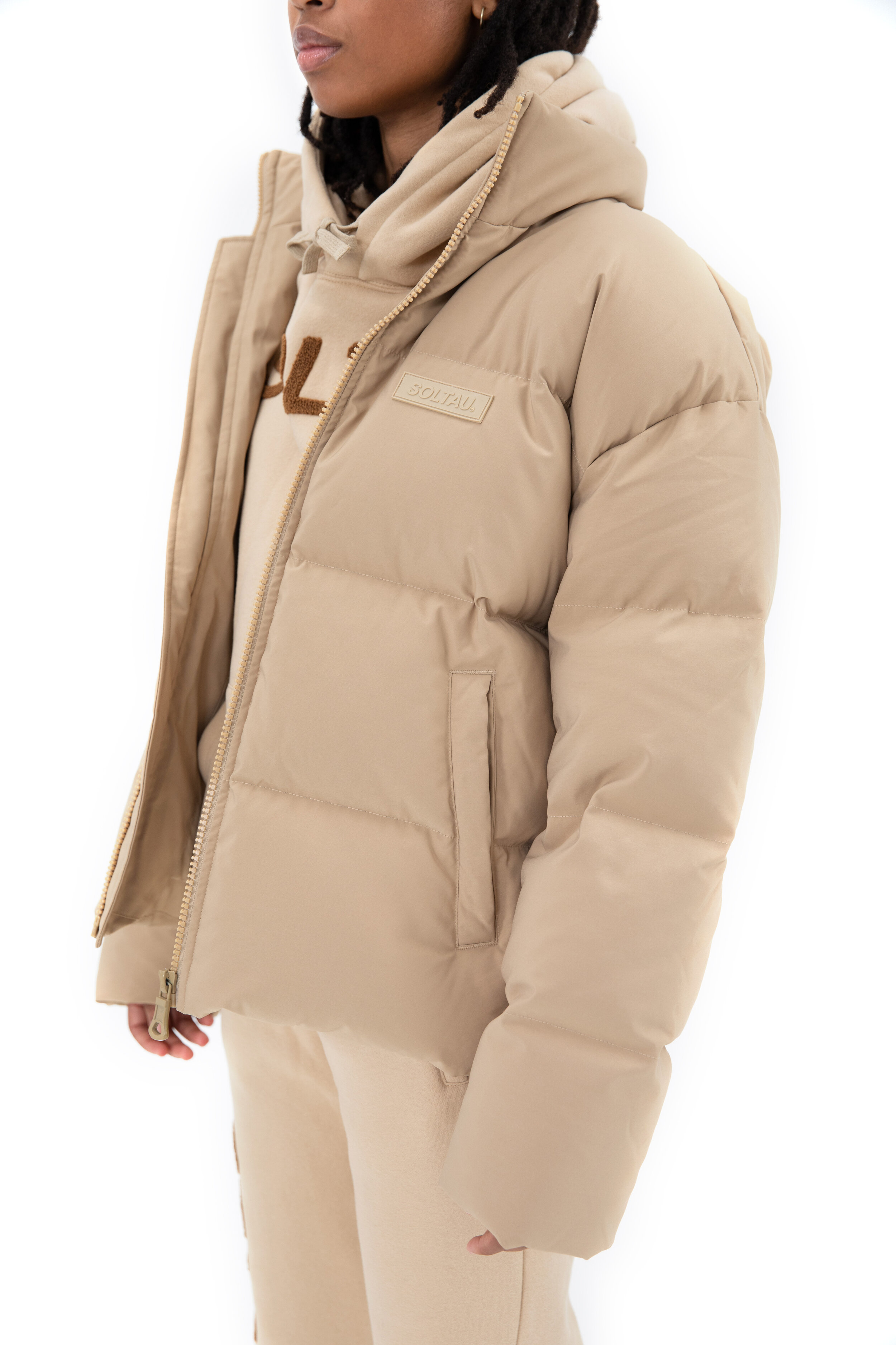 tan padded coat