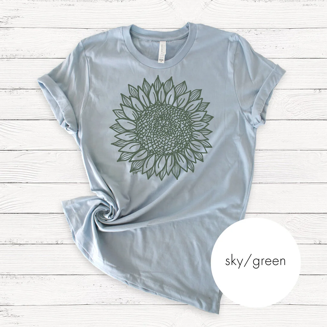 KD Spain — Sunflower Line Drawing Garden Nature High Quality Tshirt