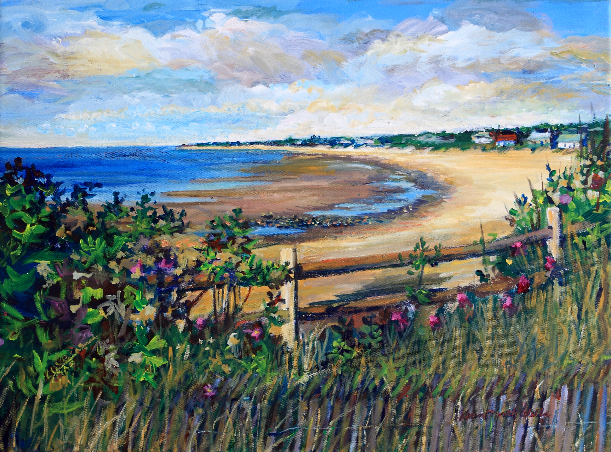 Corporation Beach Dennis With Roses Acrylic 24x18 Acrylic