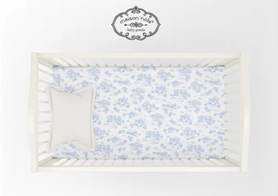 toile crib bedding