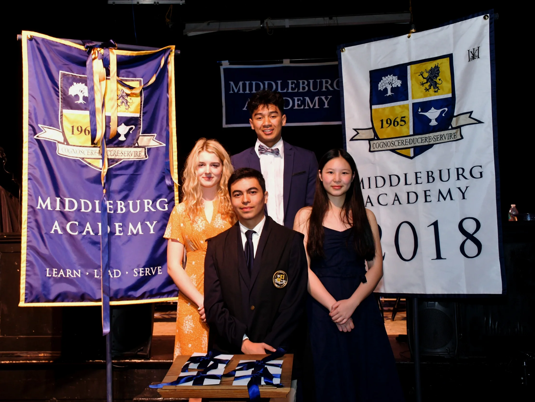 The Prefects: Lana Bennett, Master Prefect; Axel Arellano Head Prefect; David Penney, Sergeant-at-Arms; Coco Chen, Secretary