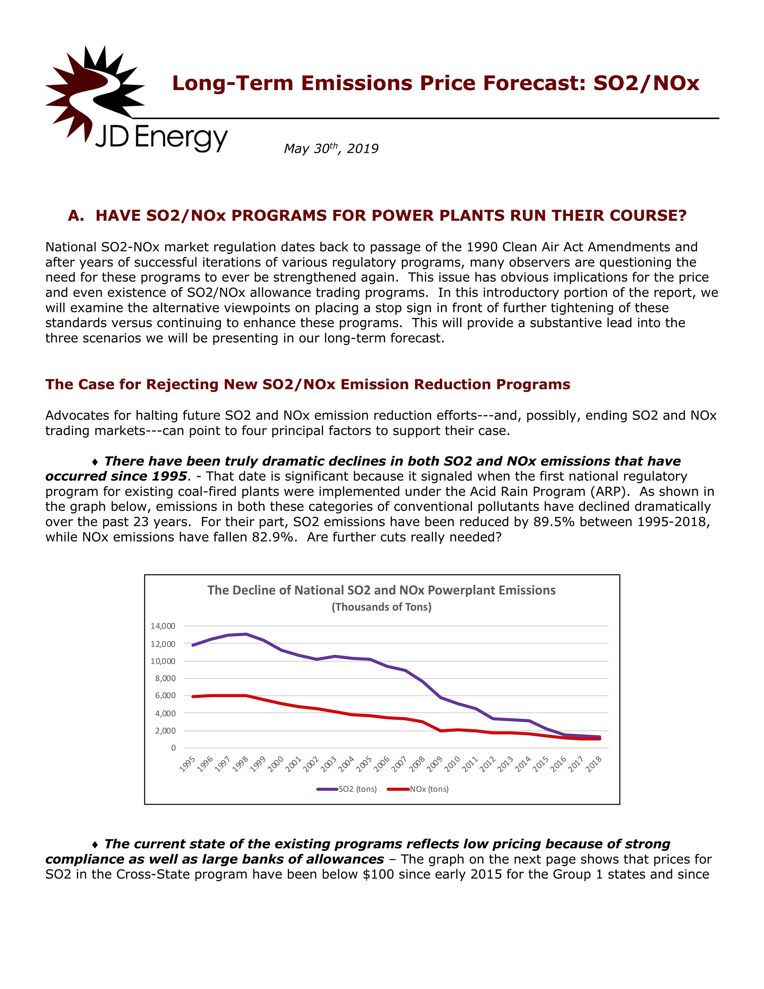So2 And Nox Long Term Price Forecast May 30th 19 Jd Energy