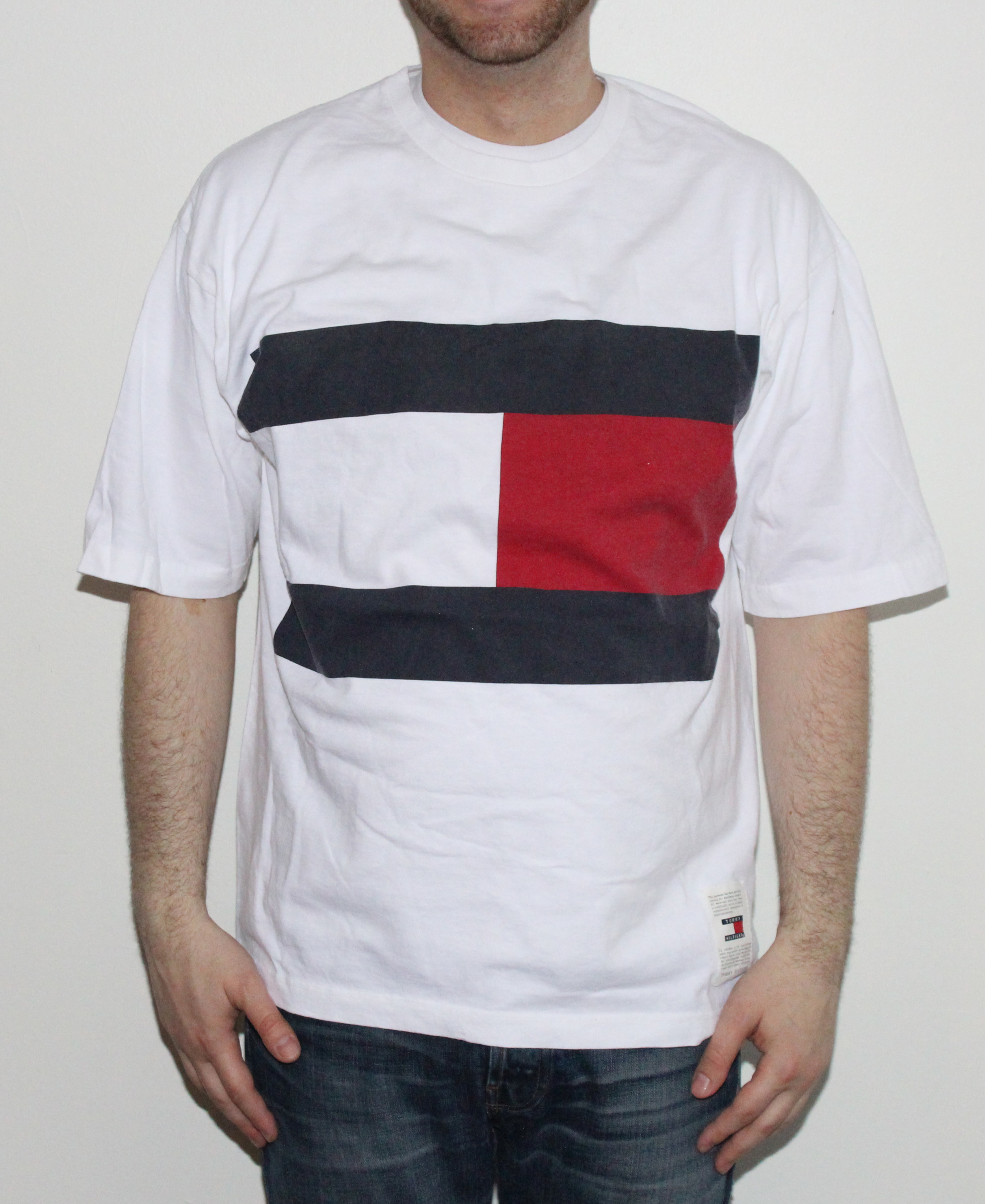 Vintage Tommy Hilfiger Big Blank Logo T Shirt Size L Roots