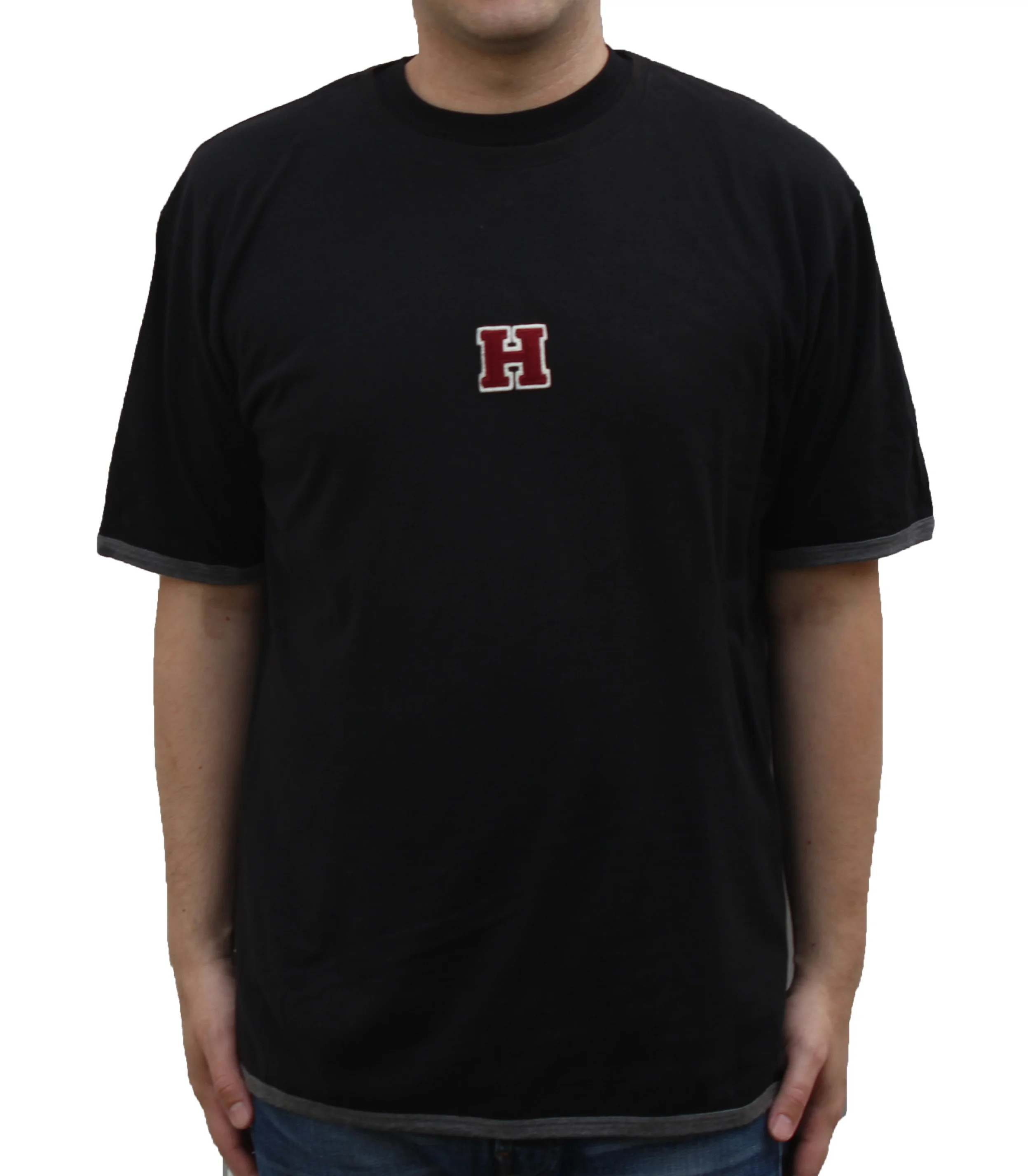 Vintage Tommy Hilfiger H Logo Black Grey T Shirt Size L Roots